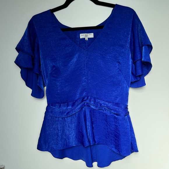 Waverly Grey - Blue Satin Blouse - Picture 5 of 7